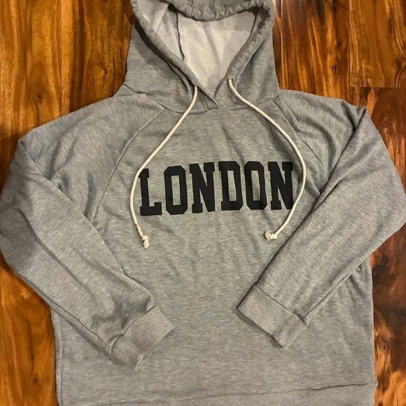 Ellison Tops - Ellison London Graphic Hoodie Gray Pullover Sweatshirt Medium Mens Womens
